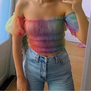 Lirika Matoshi Rainbow Off Shoulder top